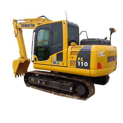 Excavadora com escavadeira hidráulica Komatsu PC110 usada de 11 toneladas e capacidade de balde de 0,48M3