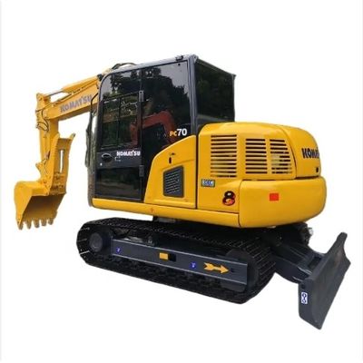 Excavadora usada Komatsu PC70 7T com capacidade de balde de 0,2M3 e boa condição de marcha