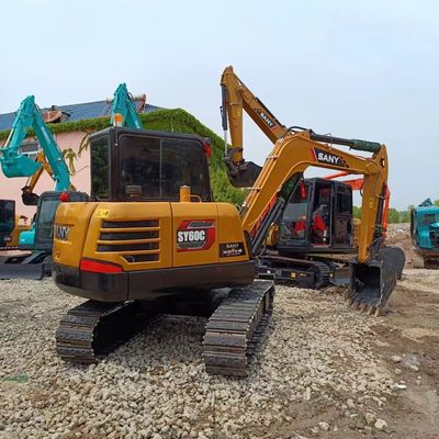 Pequenas máquinas de construção Sany SY60C Excavadora usada com capacidade de balde de 0,25M3