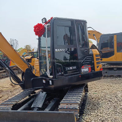 Excavadora Sany SY60C usada com 6 toneladas de peso operacional e sistema hidráulico original